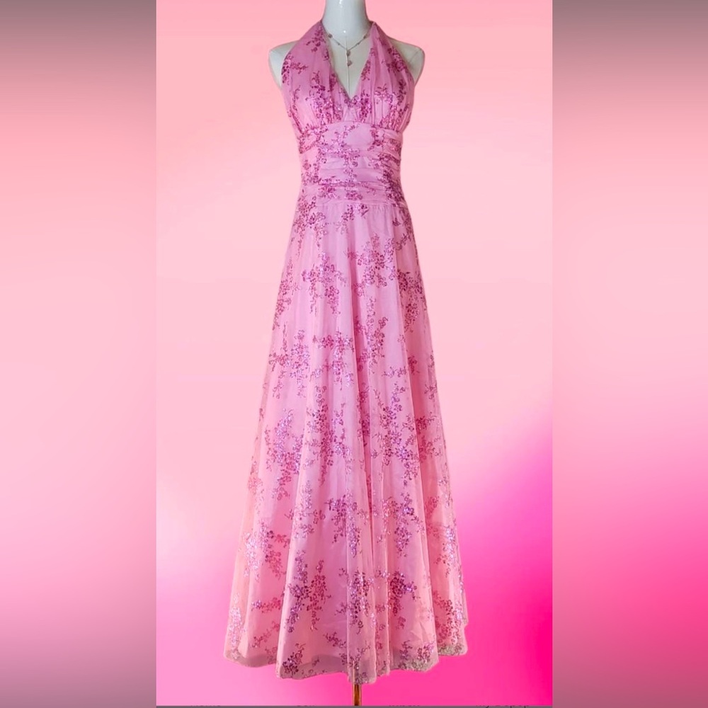 Pink Floral Gown (prom dress)